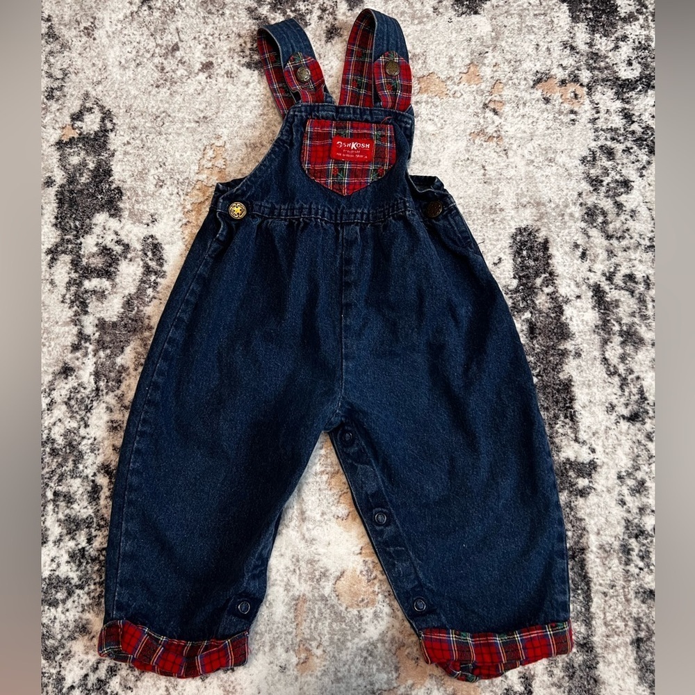 RARE Vintage OSHKOSH B'GOSH Denim Bubble Overalls 18 Month Girls USA Made